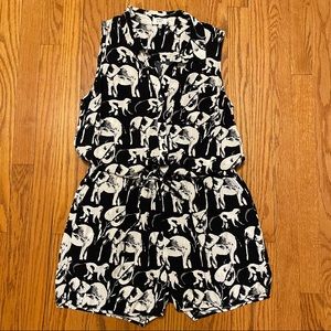 Navy Elephant/Monkey Romper
